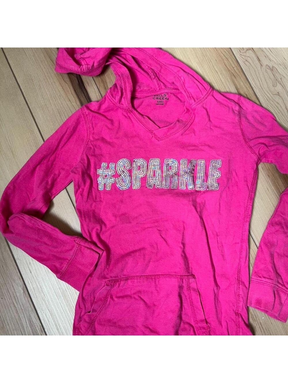 Pink Falls Creek hoodie tshirt #SPARKLE Size 6x